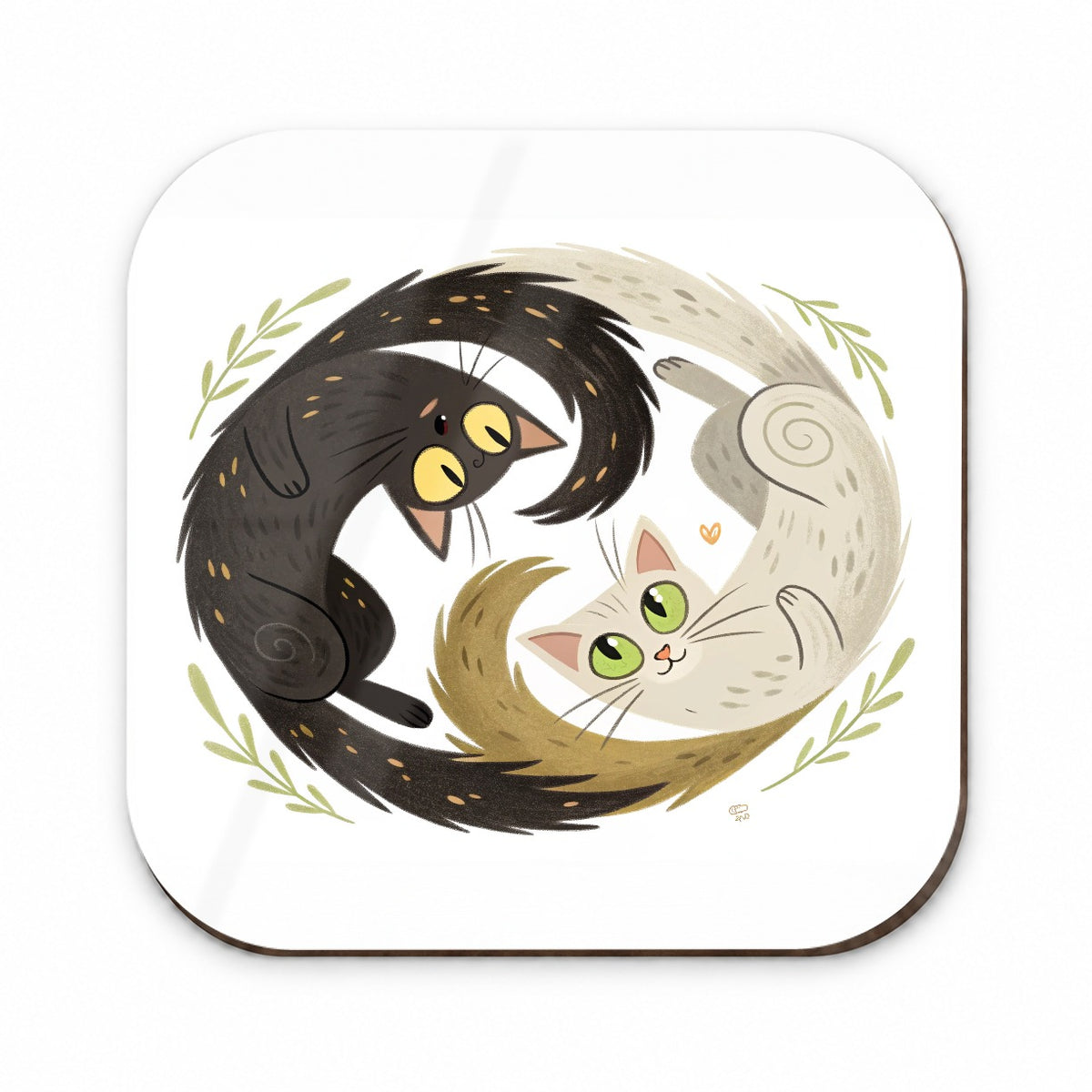 Two Cats Yin Yang Fridge Magnet