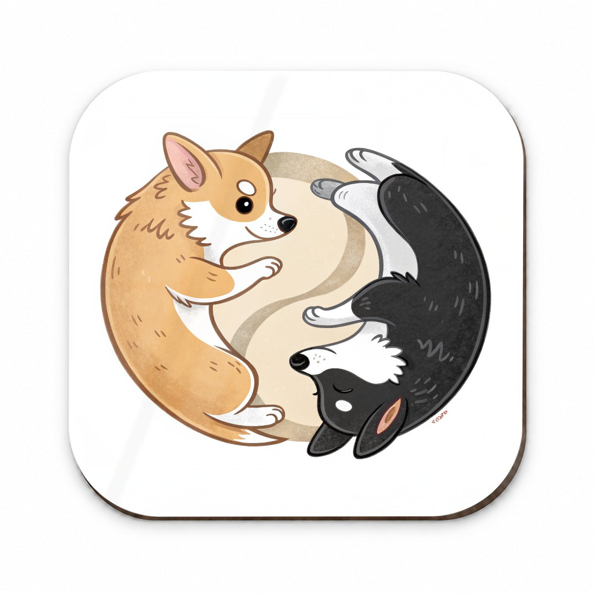 Two Corgis Yin Yang Dogs Cute Fridge Magnet