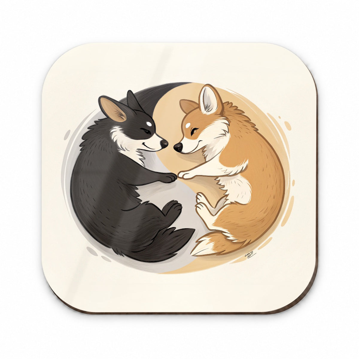 Two Corgis Yin Yang Dogs Fridge Magnet