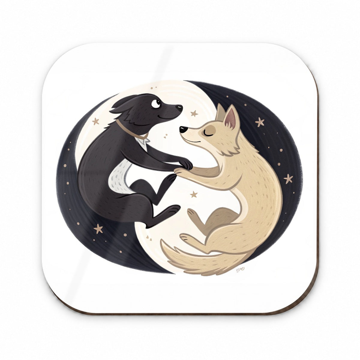 Two Dogs Yin Yang Fridge Magnet