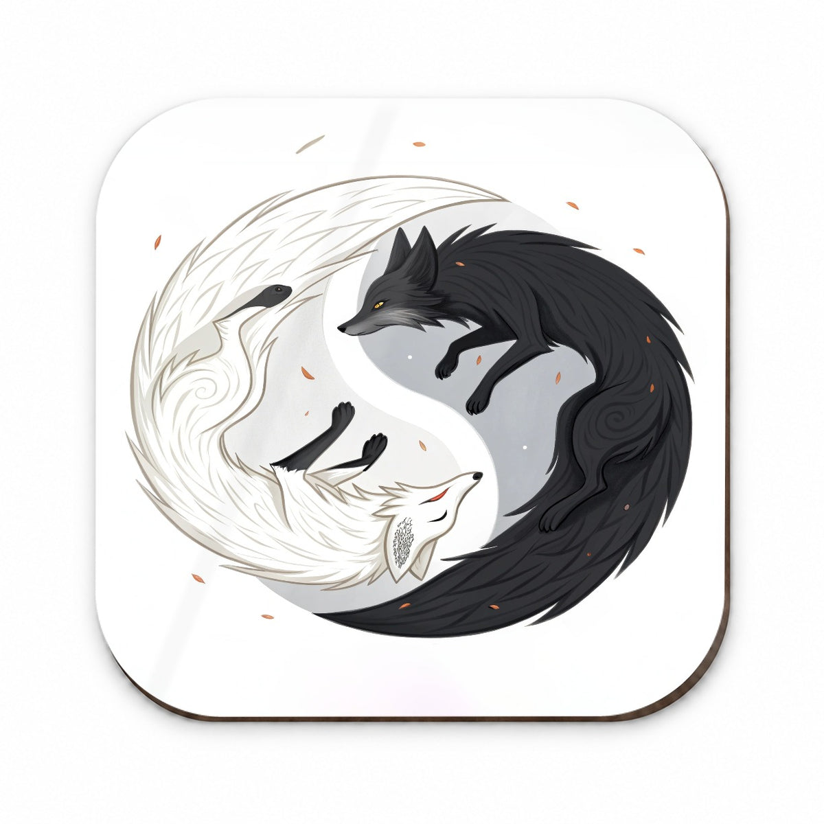 Two Foxes Yin Yang Black White Fridge Magnet