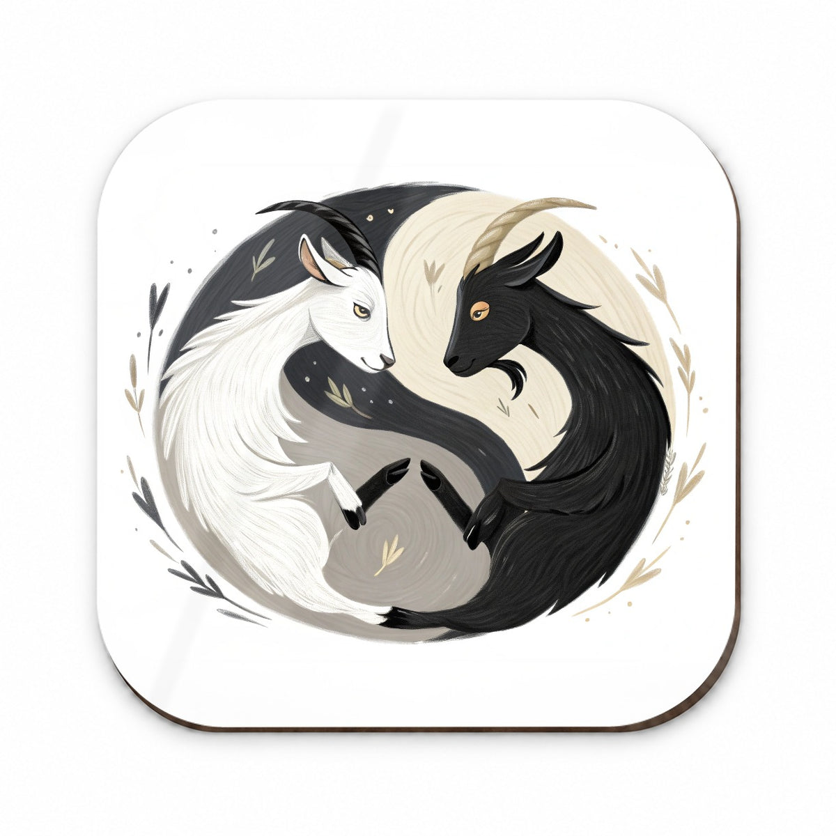 Two Goats Yin Yang White Black Fridge Magnet