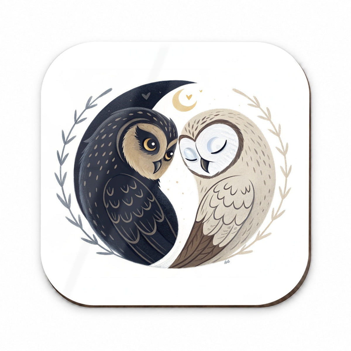 Two Owls Yin Yang Fridge Magnet