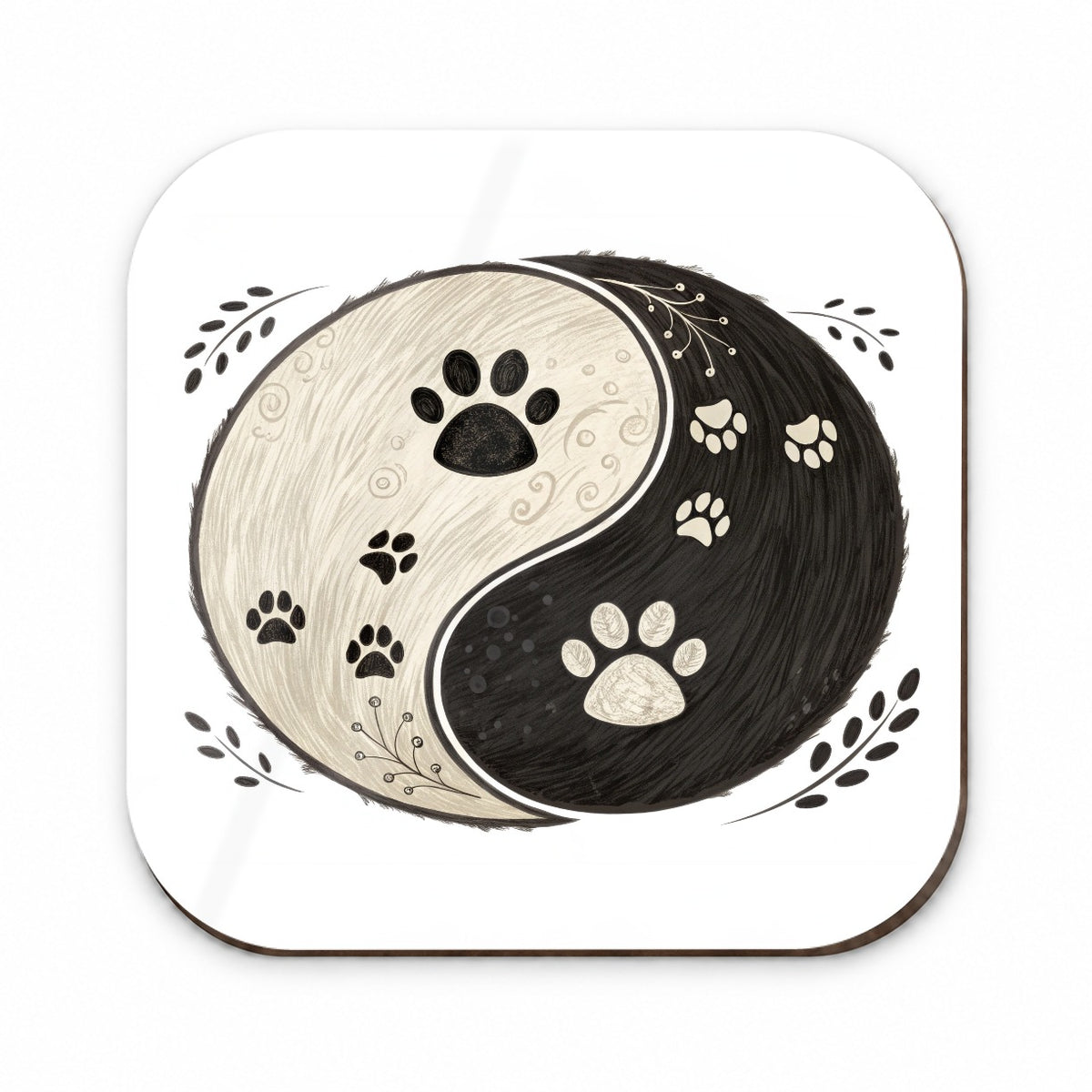 Two Paw Prints Yin Yang Dark Light Fridge Magnet
