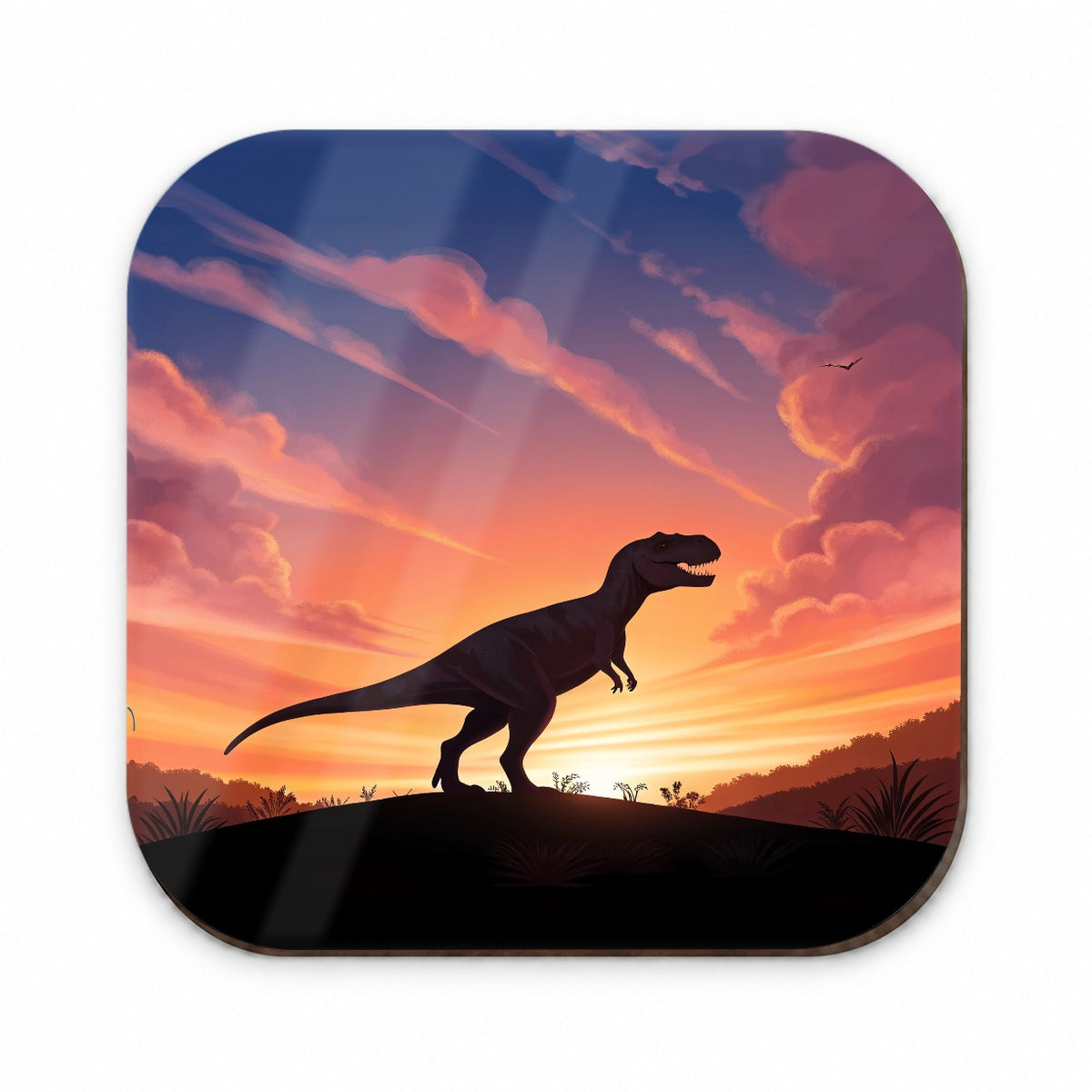 Tyrannosaurus T-Rex Dinosaur Sunset Fridge Magnet