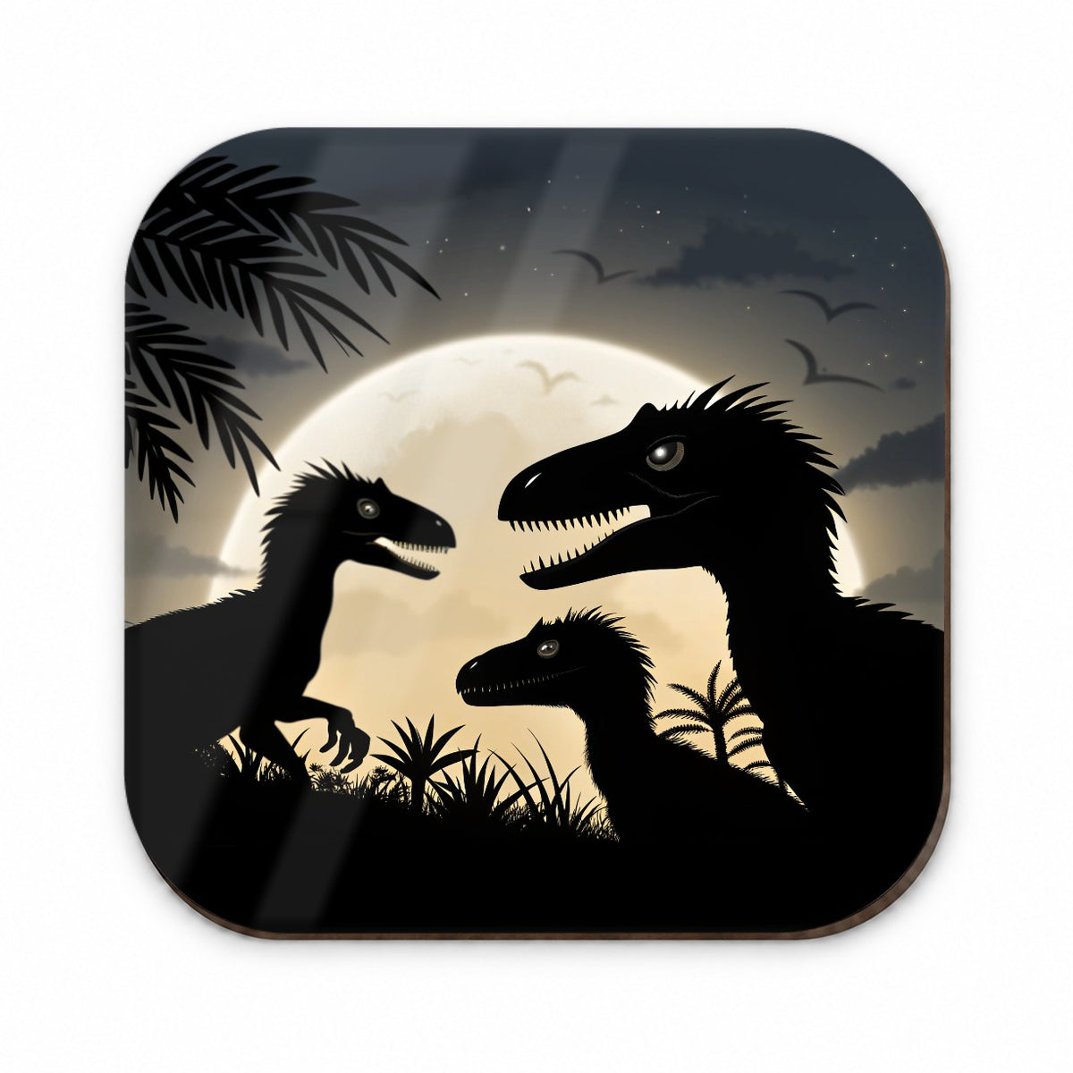 Velociraptor Silhouettes Night Dinosaur Fridge Magnet
