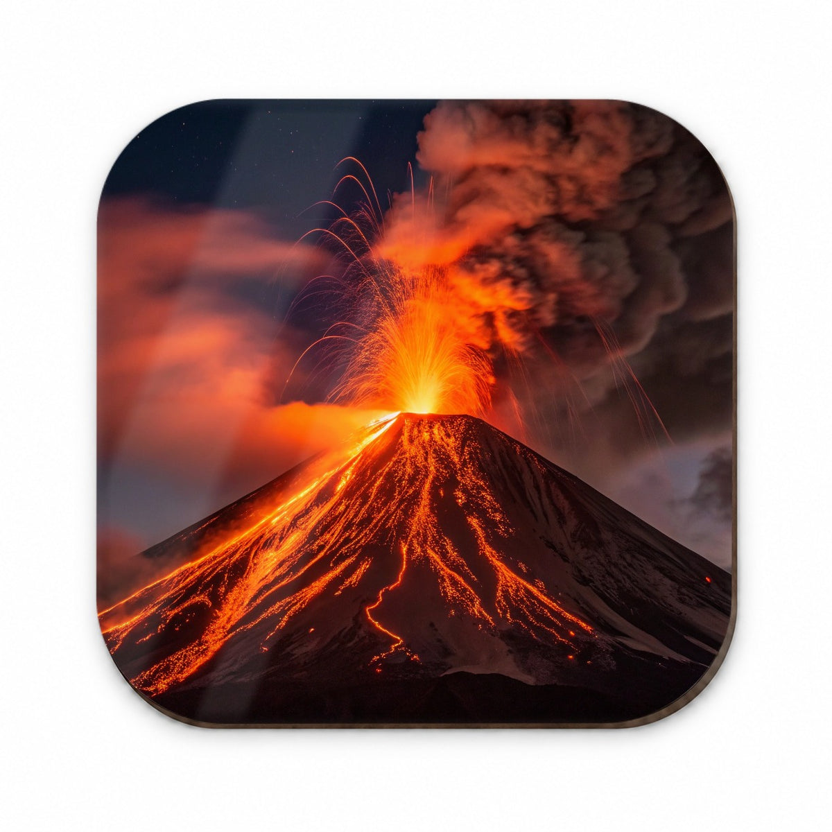 Volcano Erupting At Night Lava Fridge Magnet