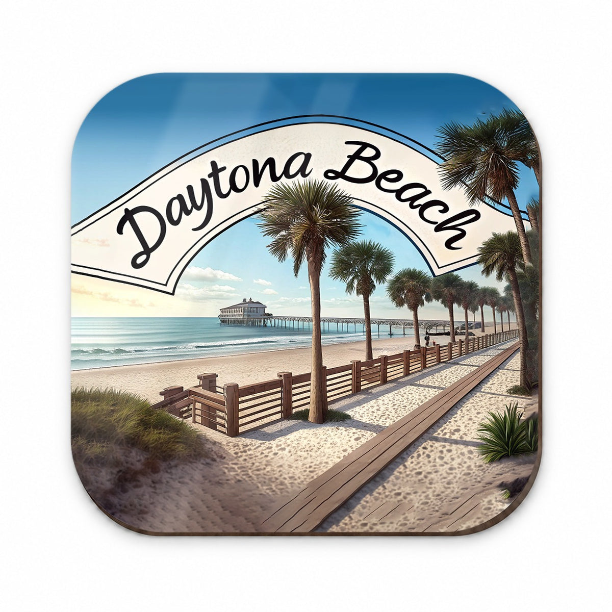 Daytona Beach, Florida FL Travel City State Stamp Fridge Magnet