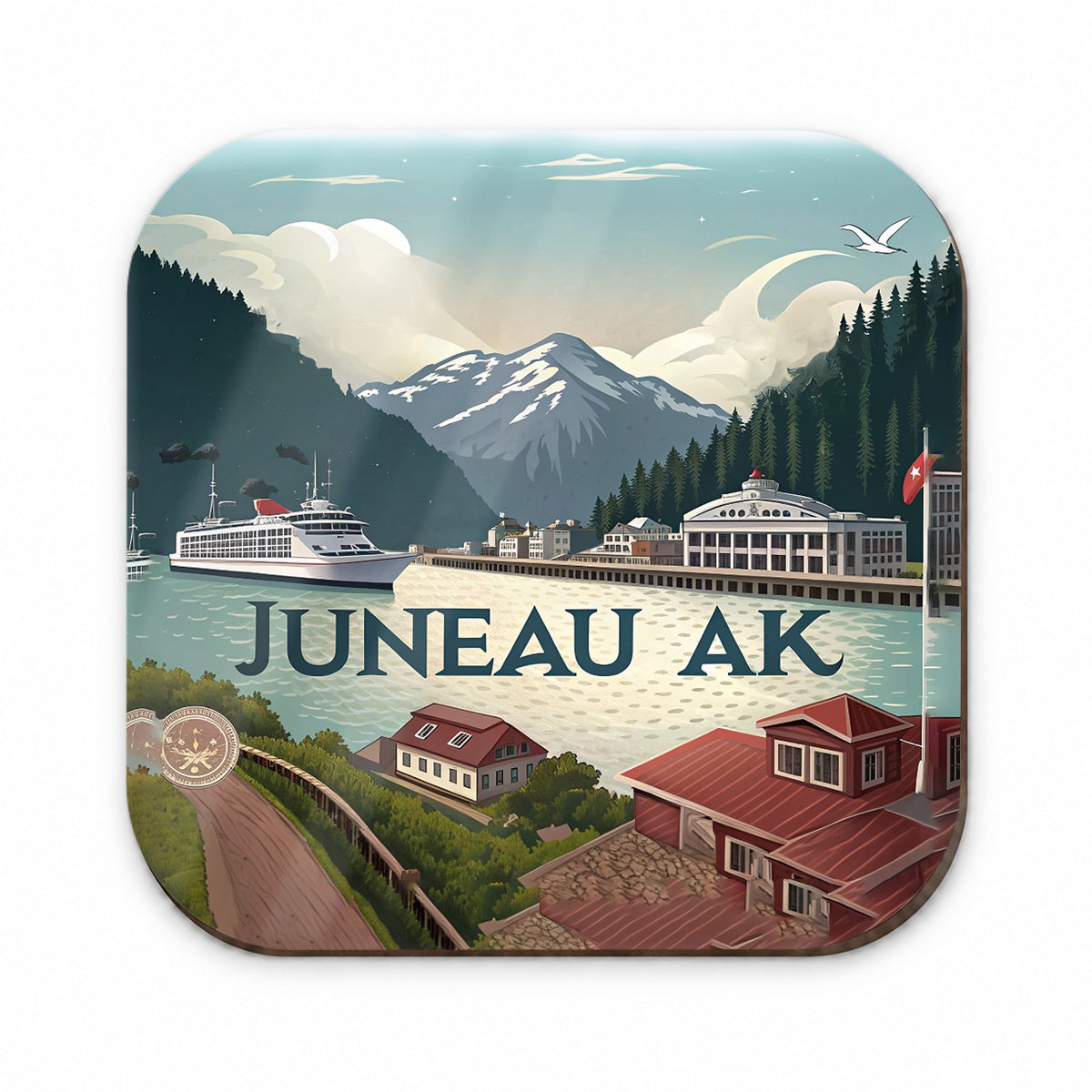 Juneau, Alaska AK Travel City State Stamp Fridge Magnet