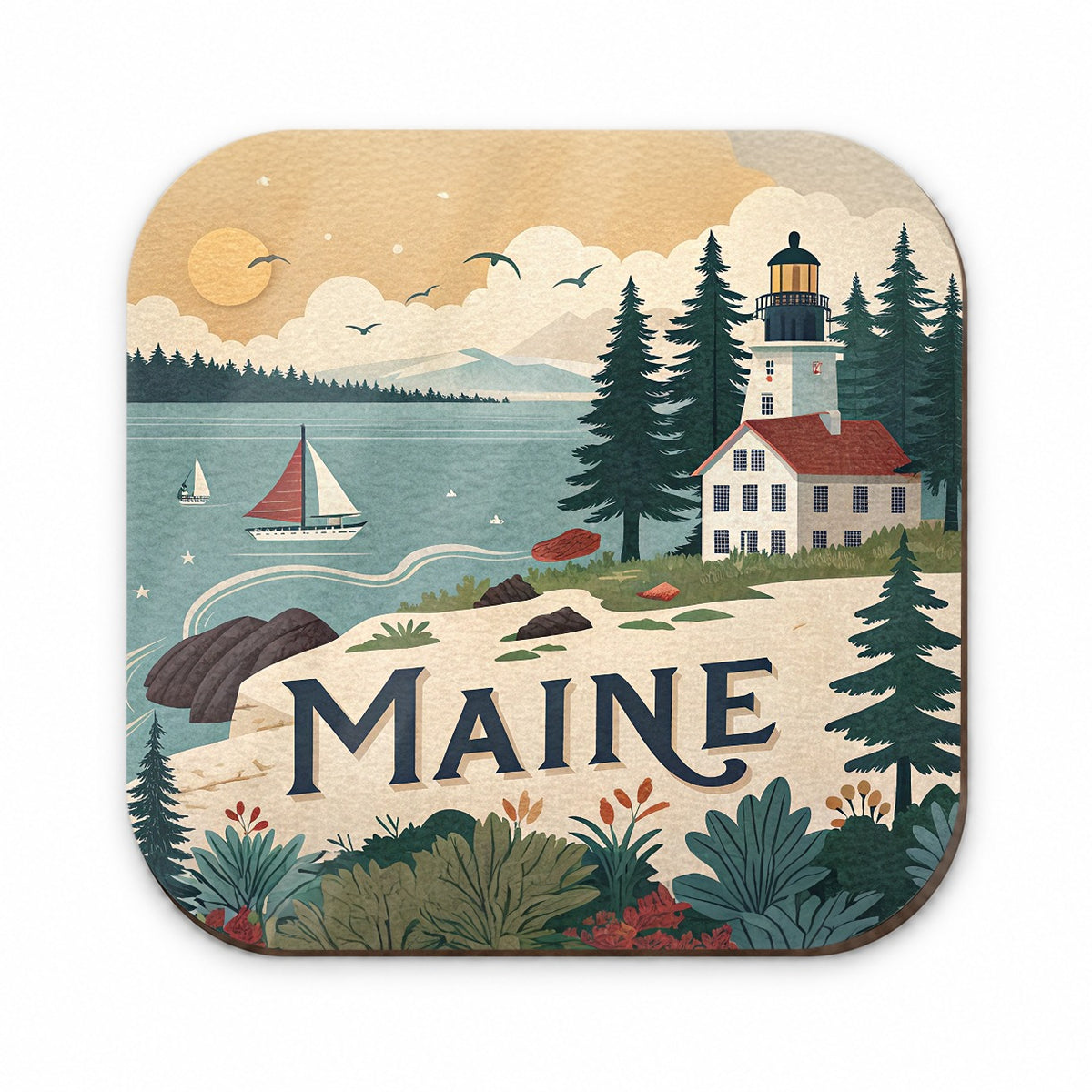Maine ME Travel City State Stamp Fridge Magnet