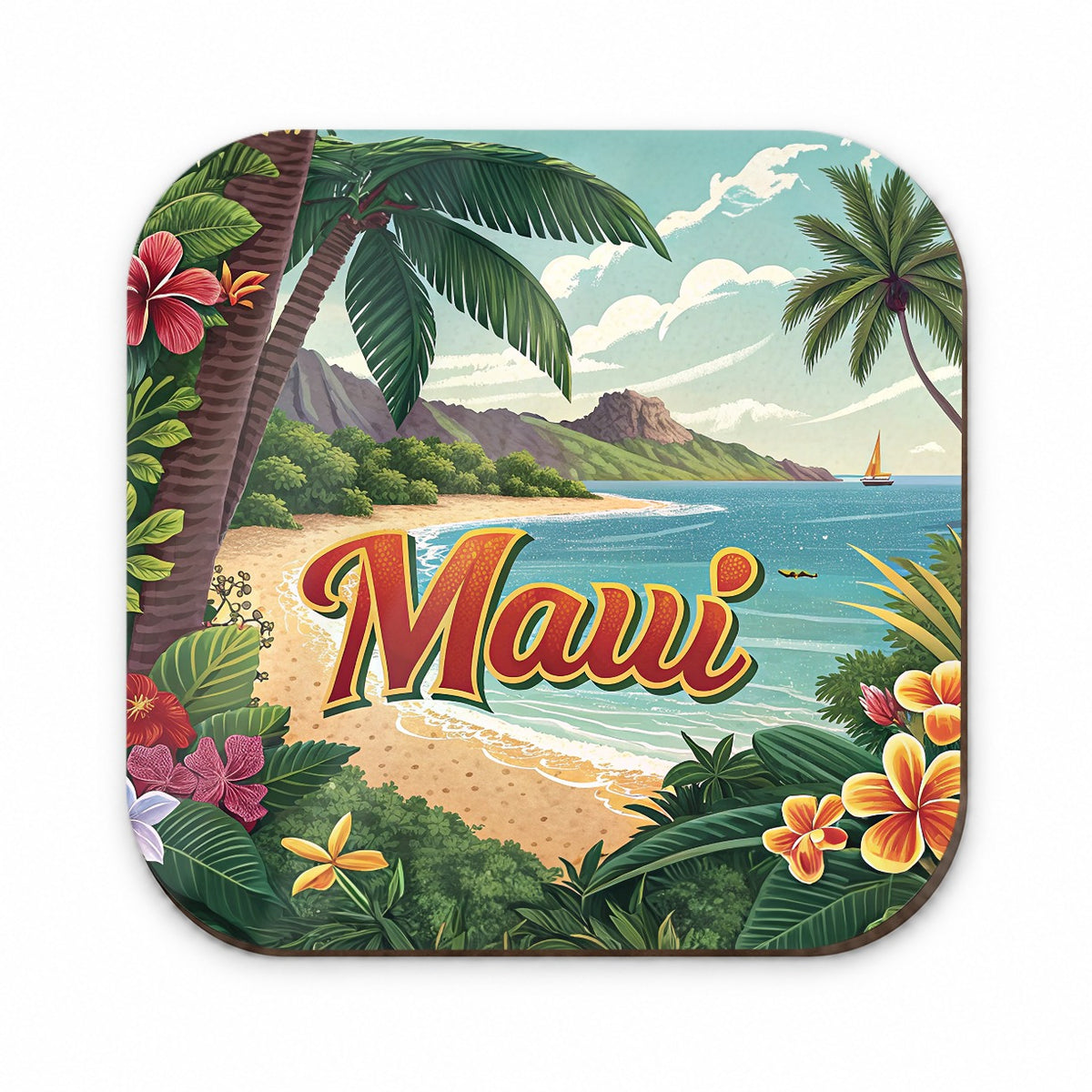 Maui, Hawaii HI Tropical Travel City State Stamp Fridge Magnet