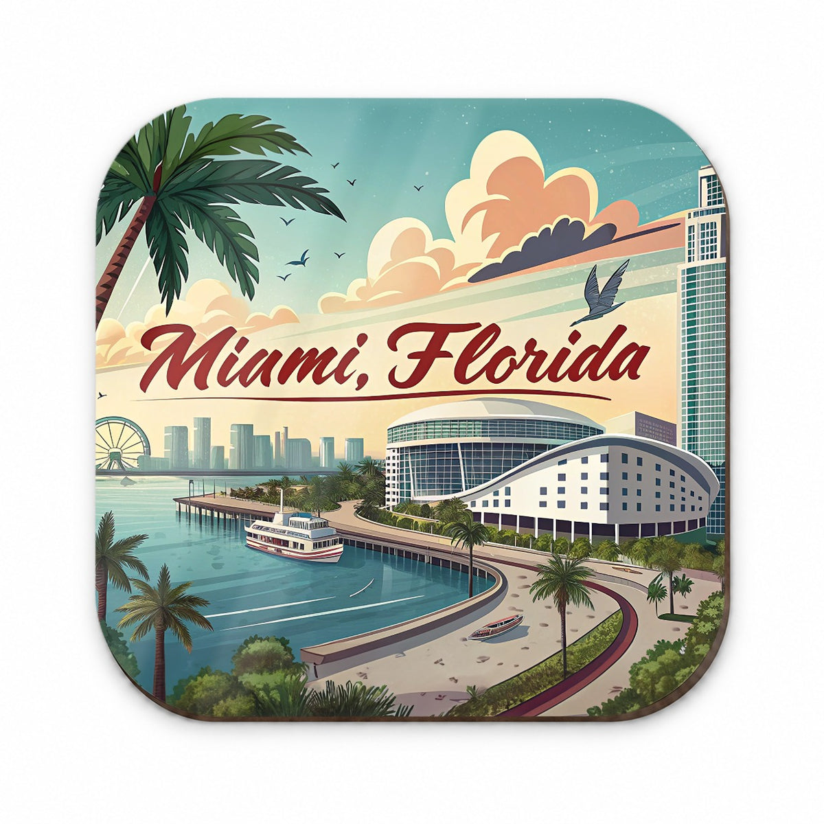Miami, Florida FL Travel City State Stamp Fridge Magnet