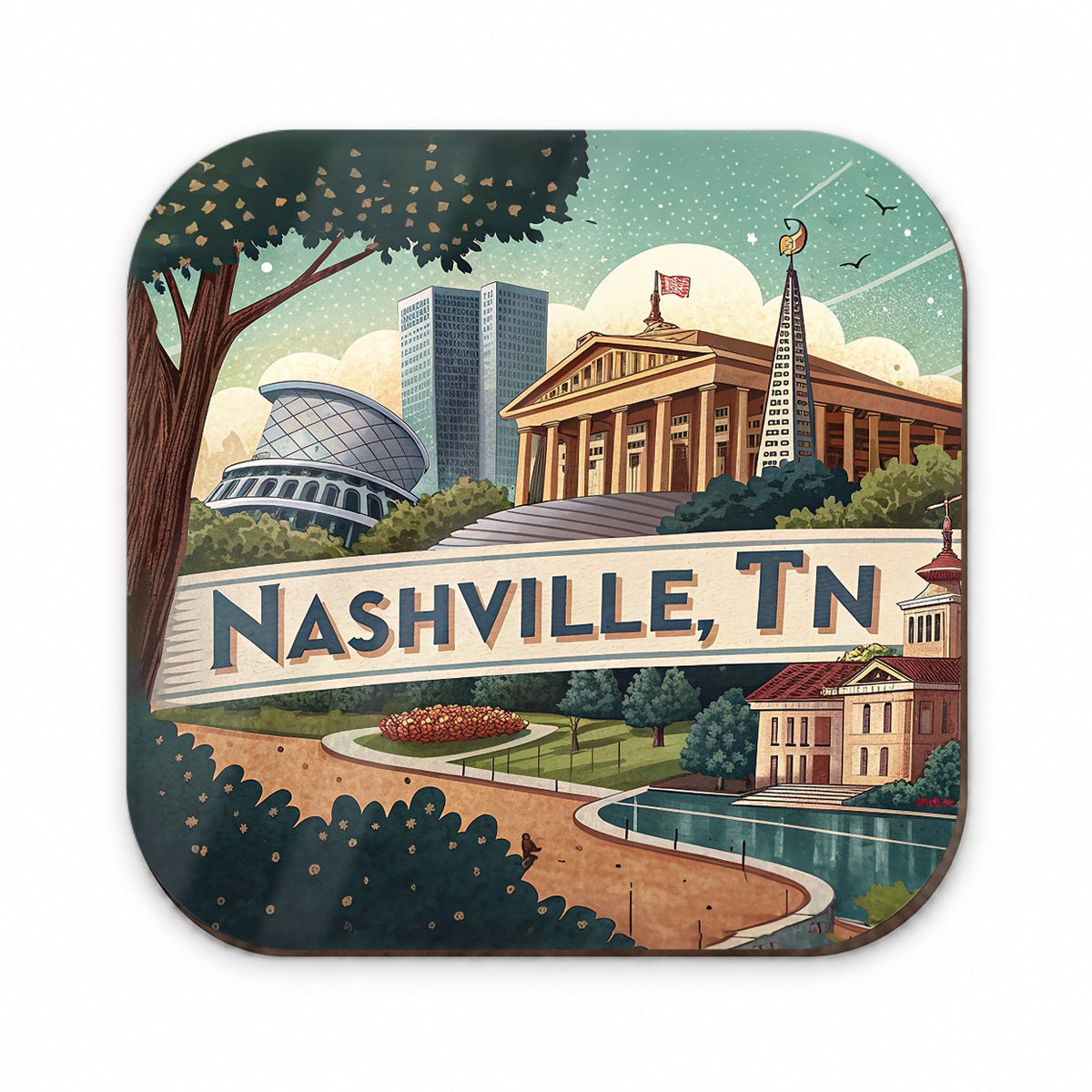 Nashville, Tennessee TN Travel City State Stamp Fridge Magnet