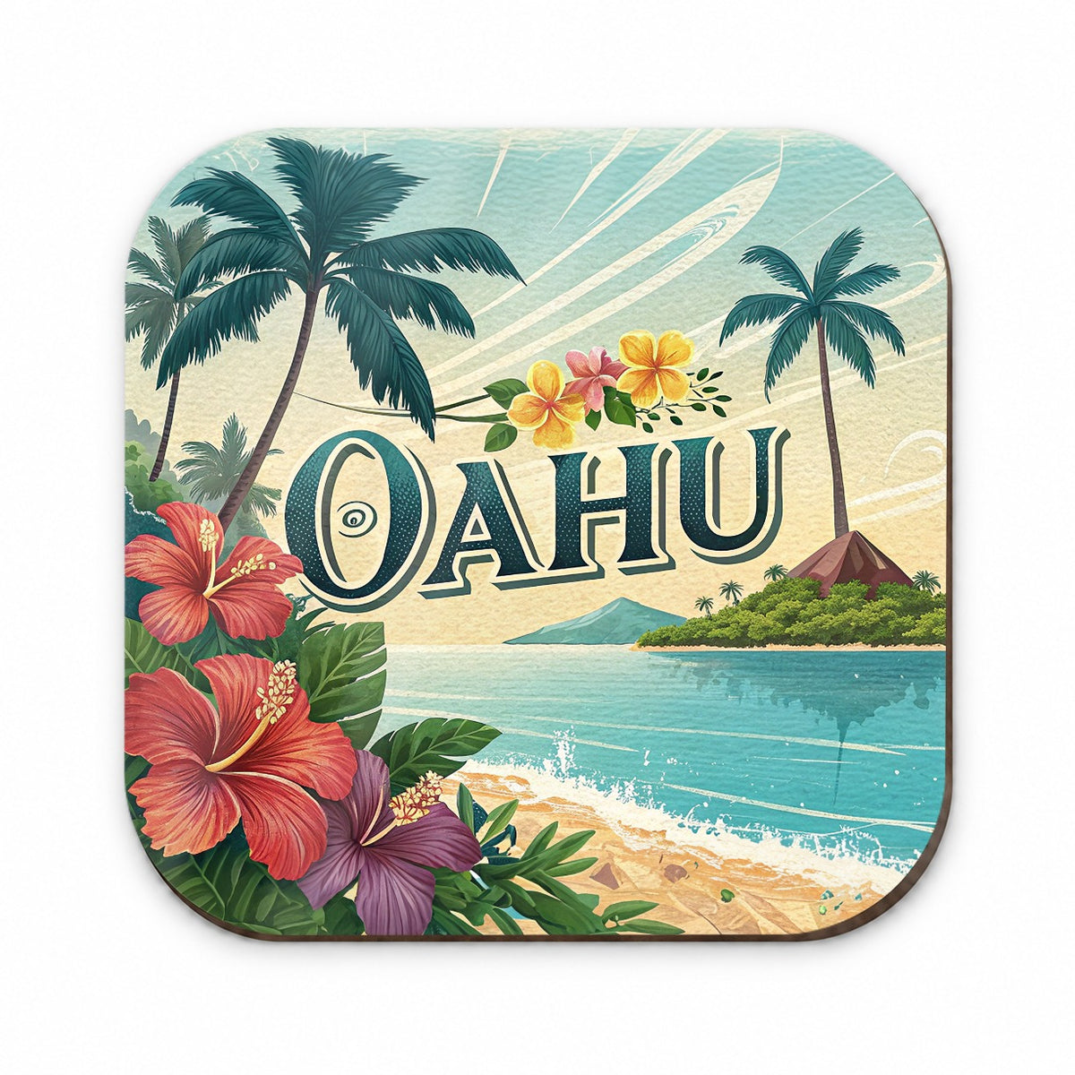 O'Ahu Hawaii HI Travel City State Stamp Fridge Magnet