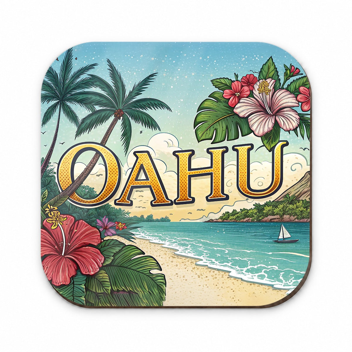O'Ahu Hawaii HI Tropical Travel City State Stamp Fridge Magnet