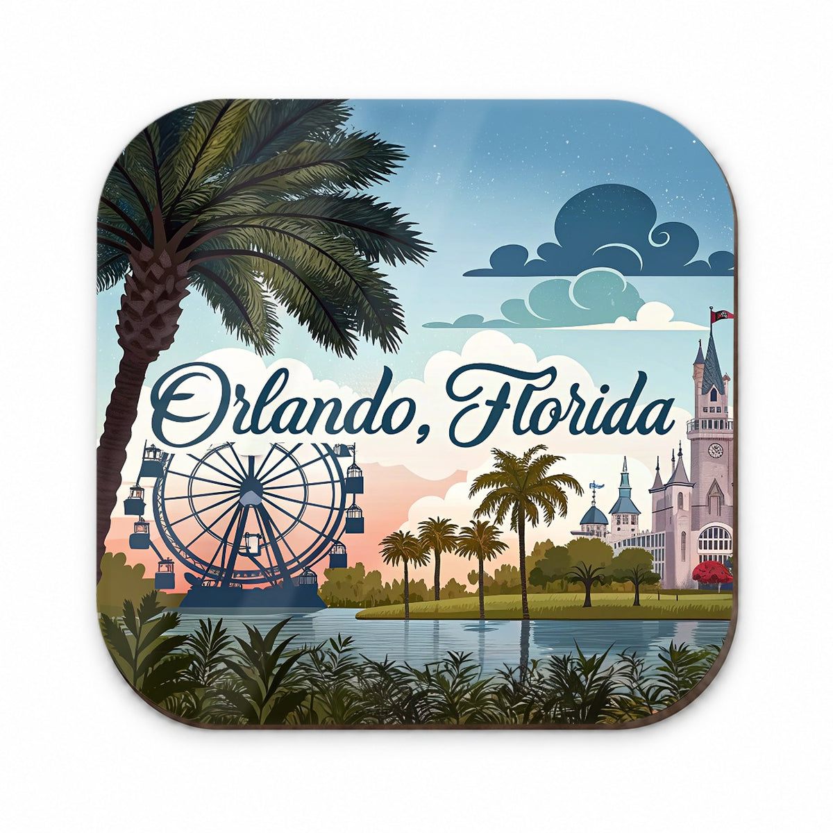 Orlando, Florida FL Travel City State Stamp Fridge Magnet