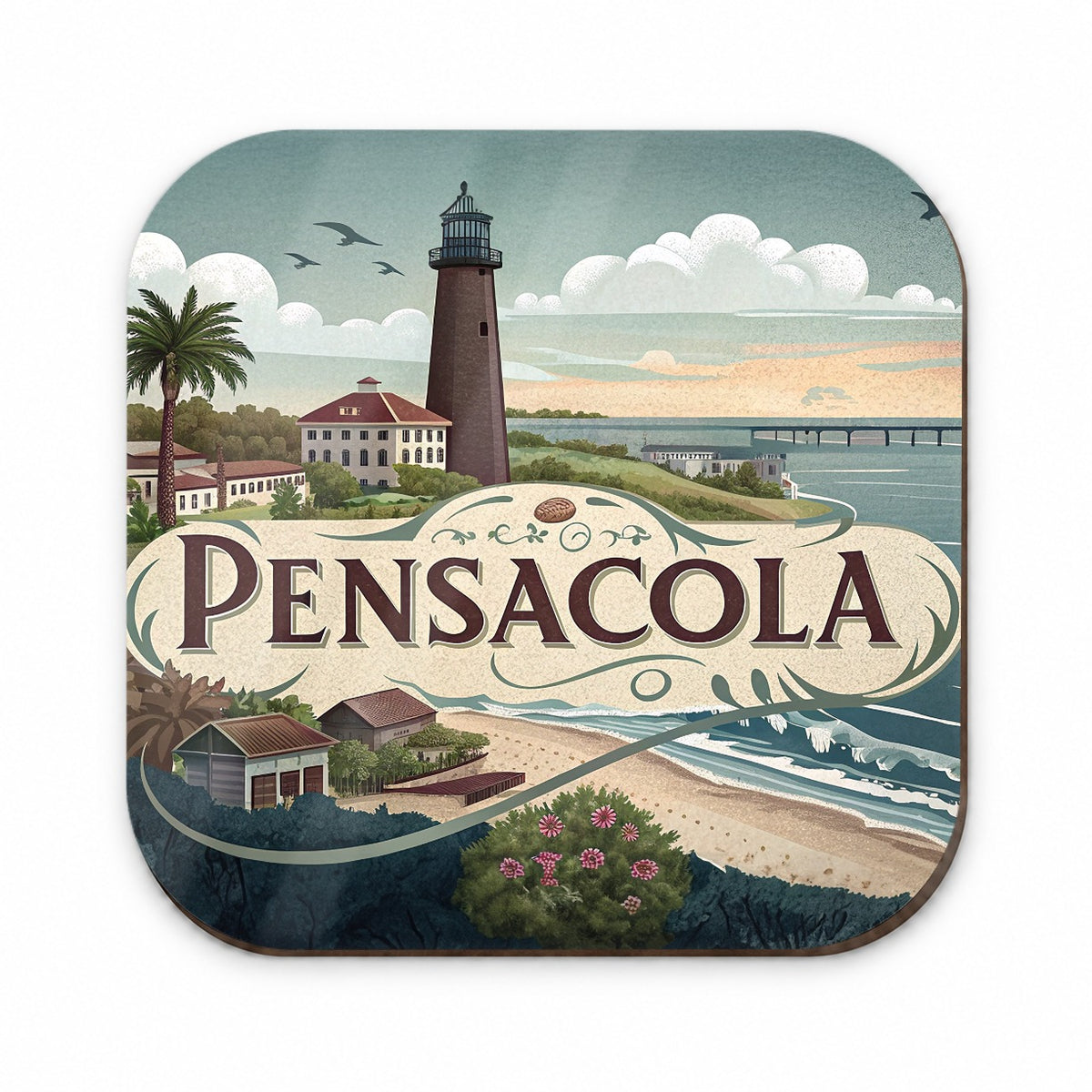 Pensacola, Florida FL Travel City State Stamp Fridge Magnet