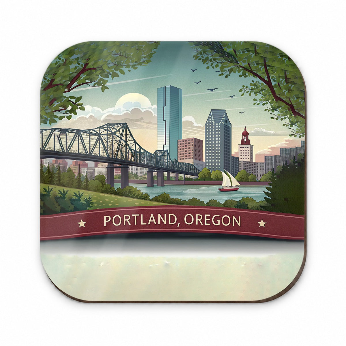 Portland, Oregon OR Travel City State Stamp Fridge Magnet