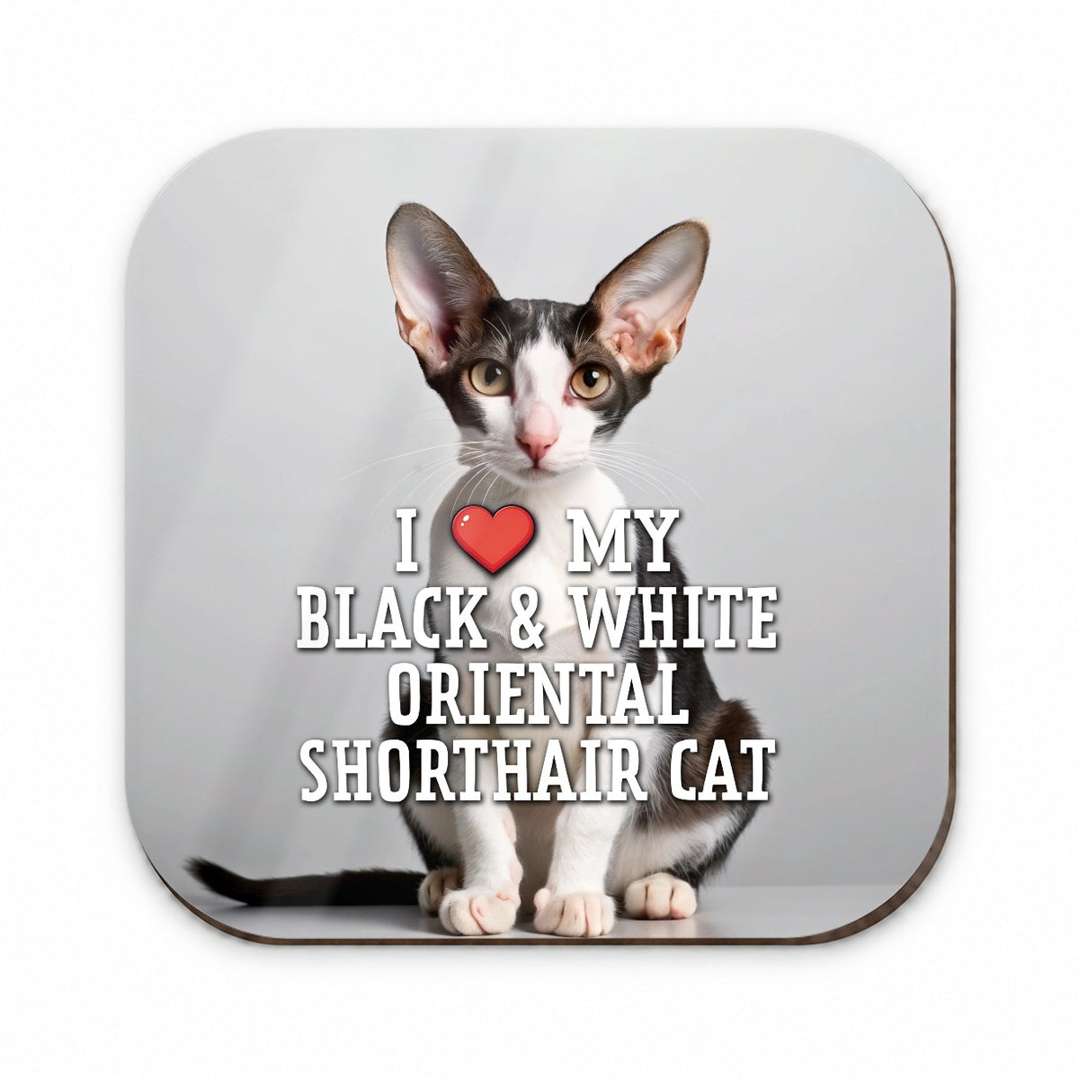 I Love My Black & White Oriental Shorthair Cat Heart Fridge Magnet