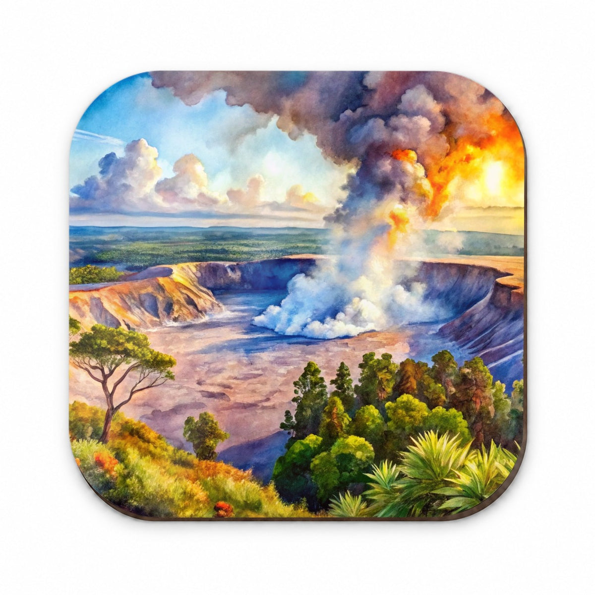 Hawai'i Volcanoes National Park Watercolor Style Fridge Magnet