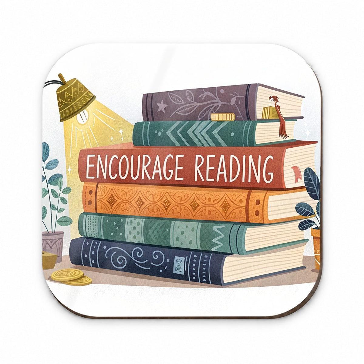 Encourage Reading Stack of Books Fridge Magnet