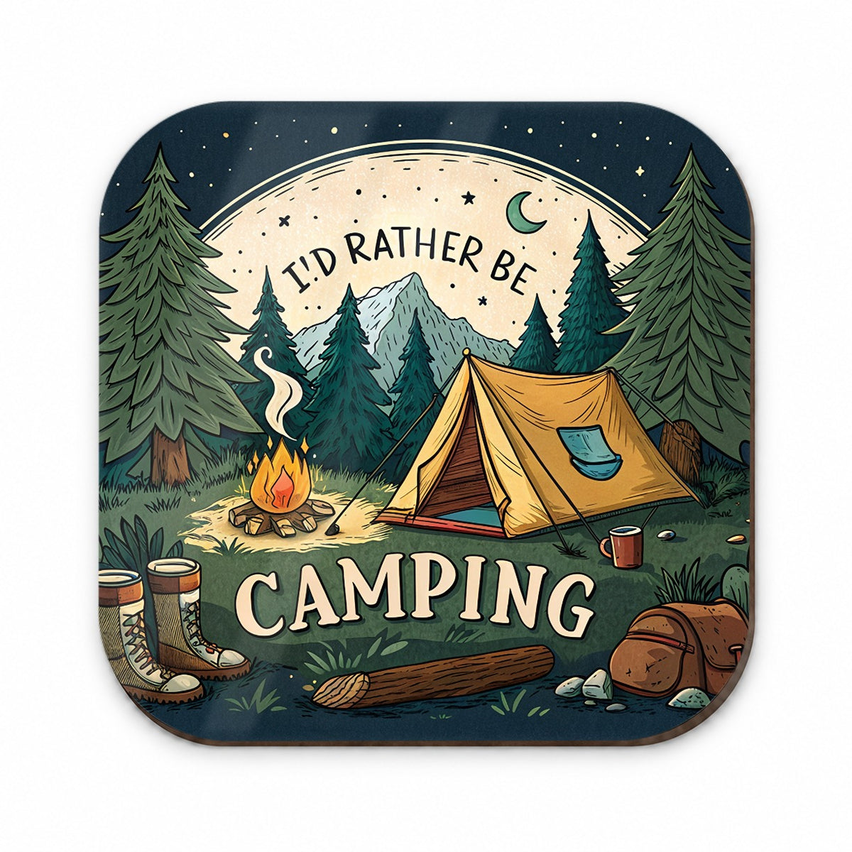 I'd Rather Be Camping Wilderness Tent Fridge Magnet