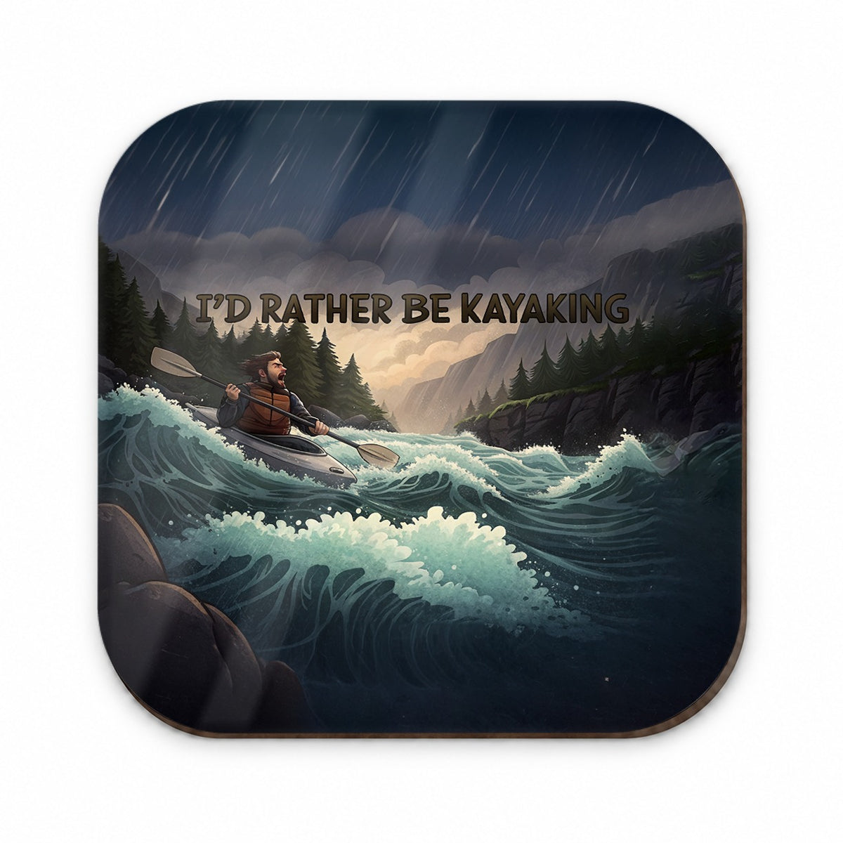 I'd Rather Be Kayaking Man Kayaker Raging River Fridge Magnet