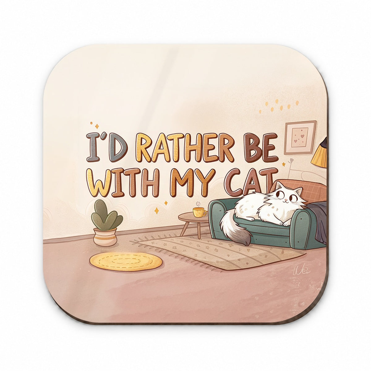 I'd Rather Be With My Cat Funny Fridge Magnet