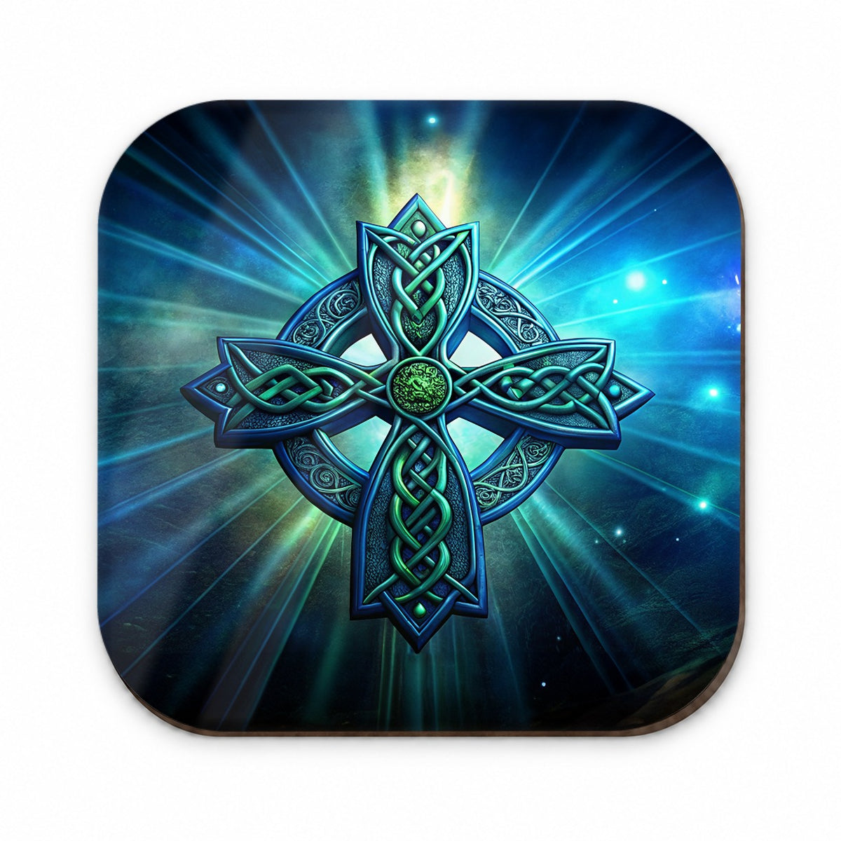 Irish Celtic Christian Cross Blue Green Fridge Magnet