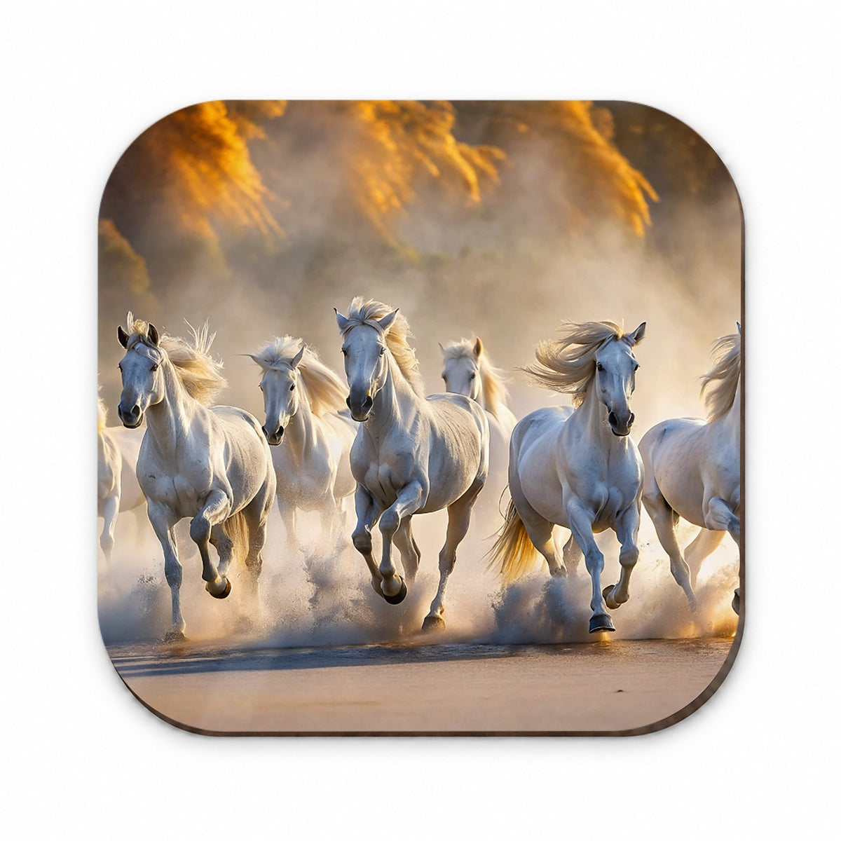 White Horses Galloping Out Of The Mist Fridge Magnet