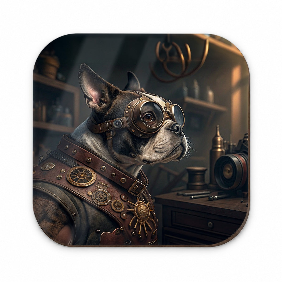 Boston Terrier Dog Steampunk Fridge Magnet