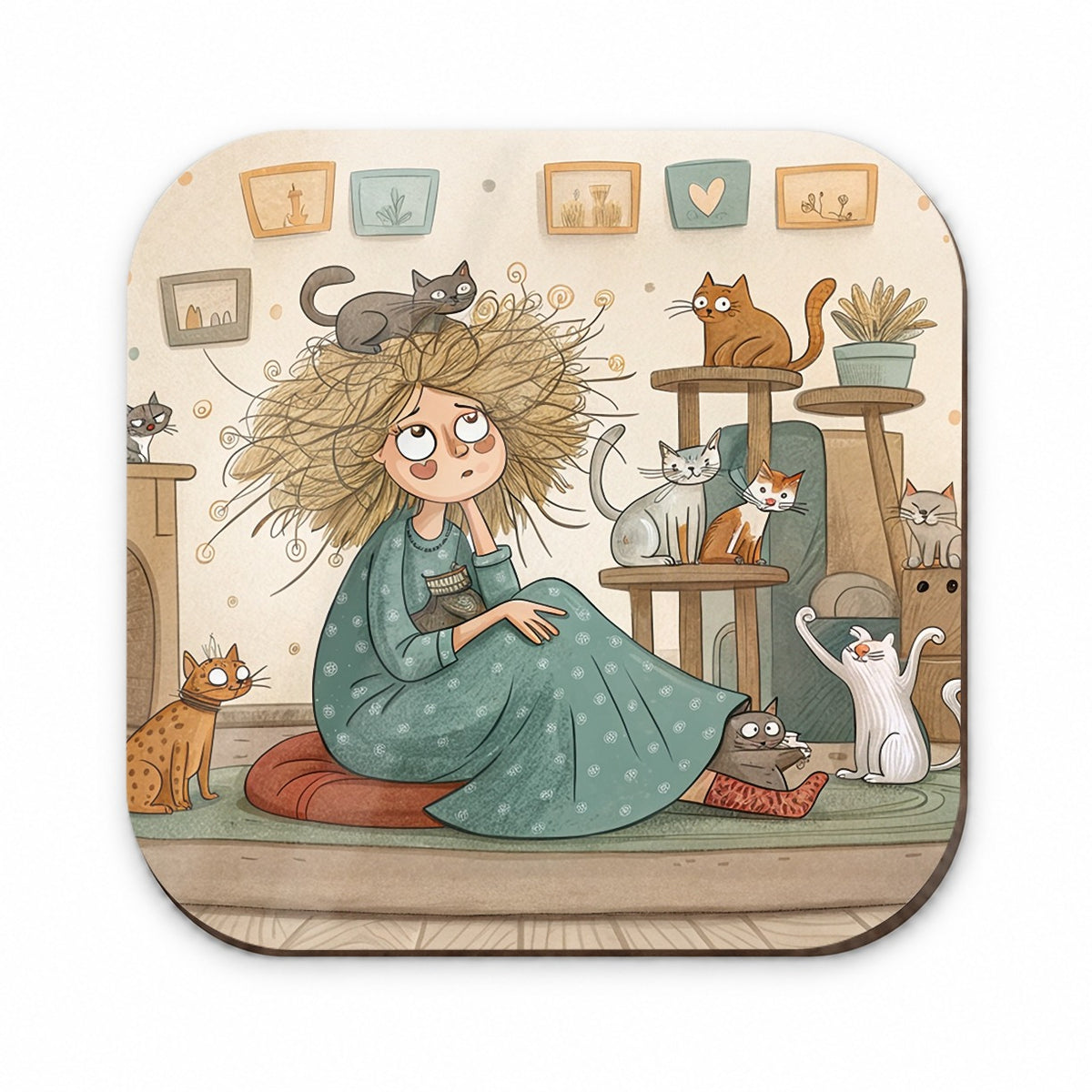 Cartoon of Crazy Cat Lady Home Fridge Magnet
