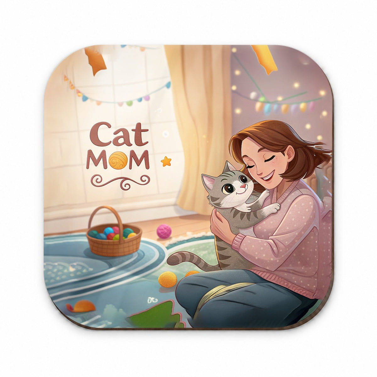 Cat Mom Cartoon Fridge Magnet