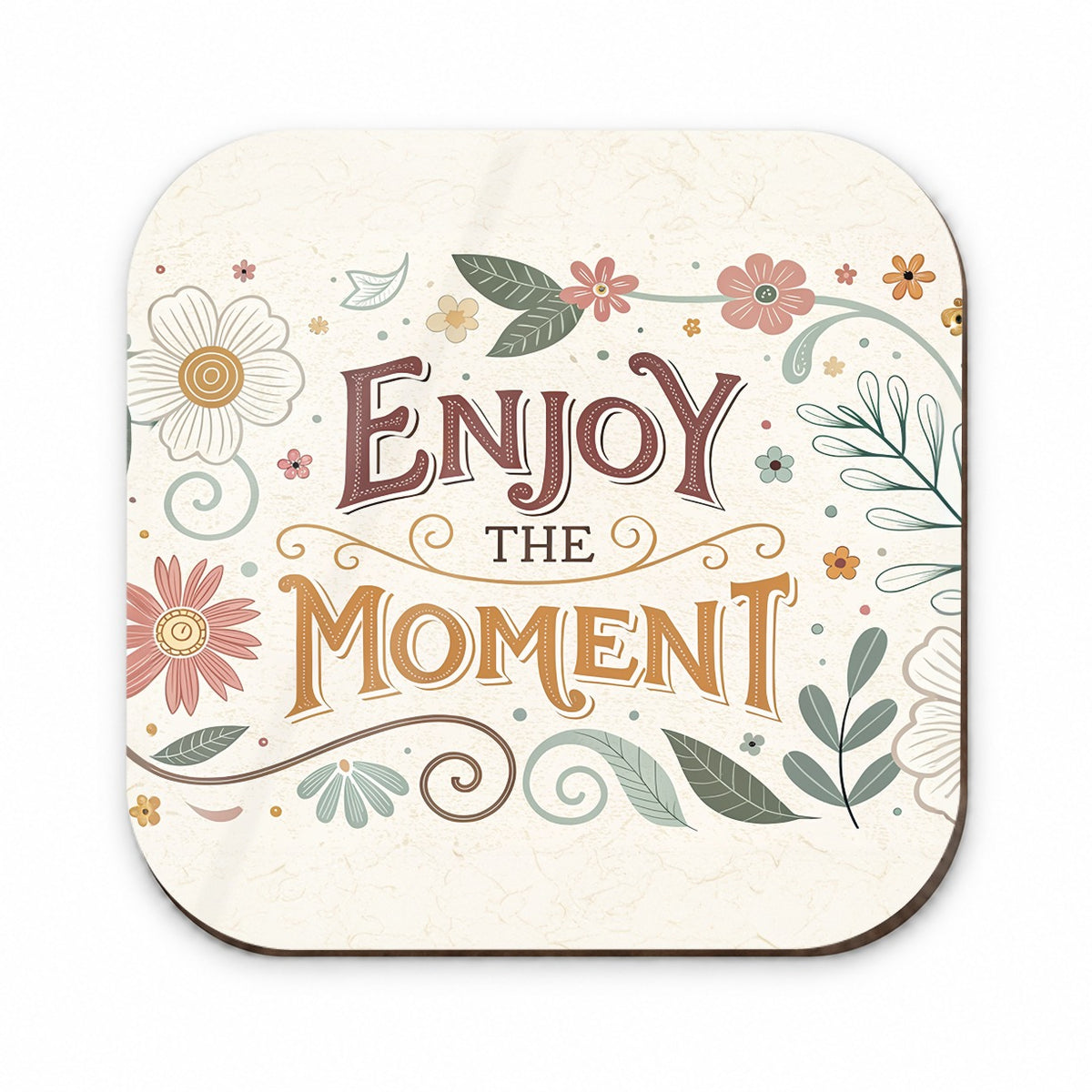 Enjoy The Moment Retro Floral Inspirational Fridge Magnet