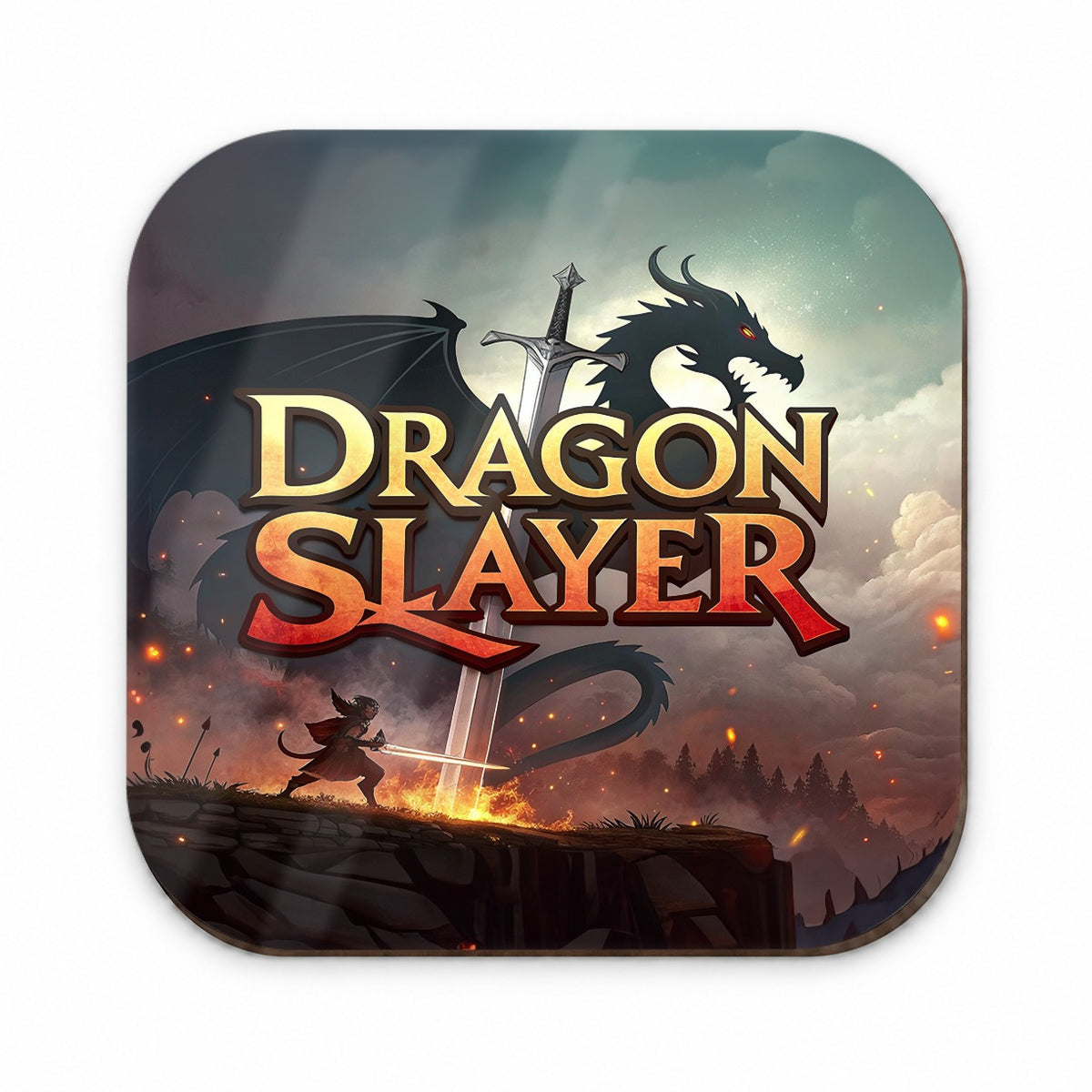 Fantasy Knight Dragon Slayer Illustration Fridge Magnet
