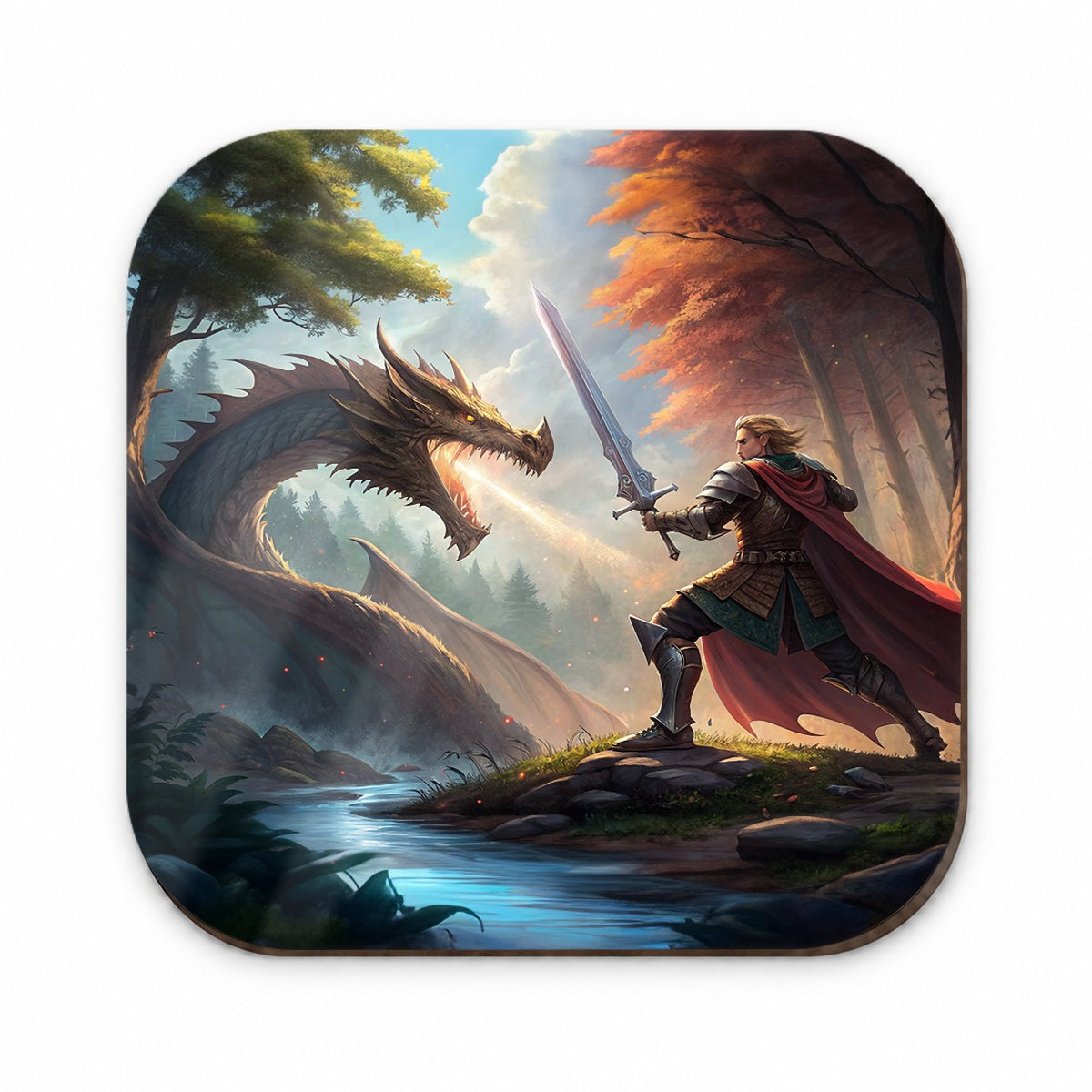 Knight Dragon Slayer Illustration Fridge Magnet