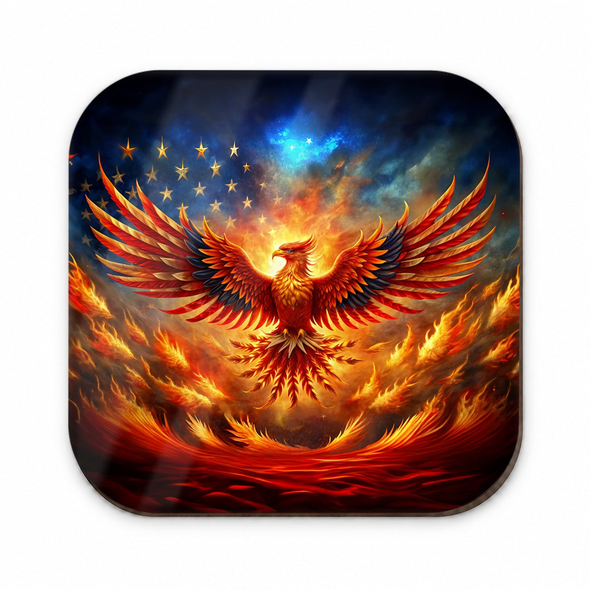 Patriotic Phoenix Rising American Flag Fridge Magnet