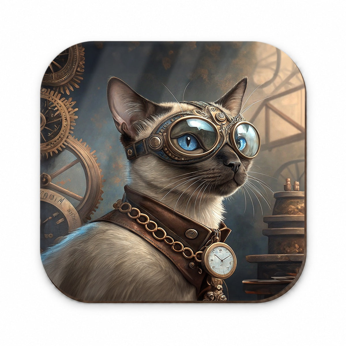 Siamese Cat Steampunk Fridge Magnet