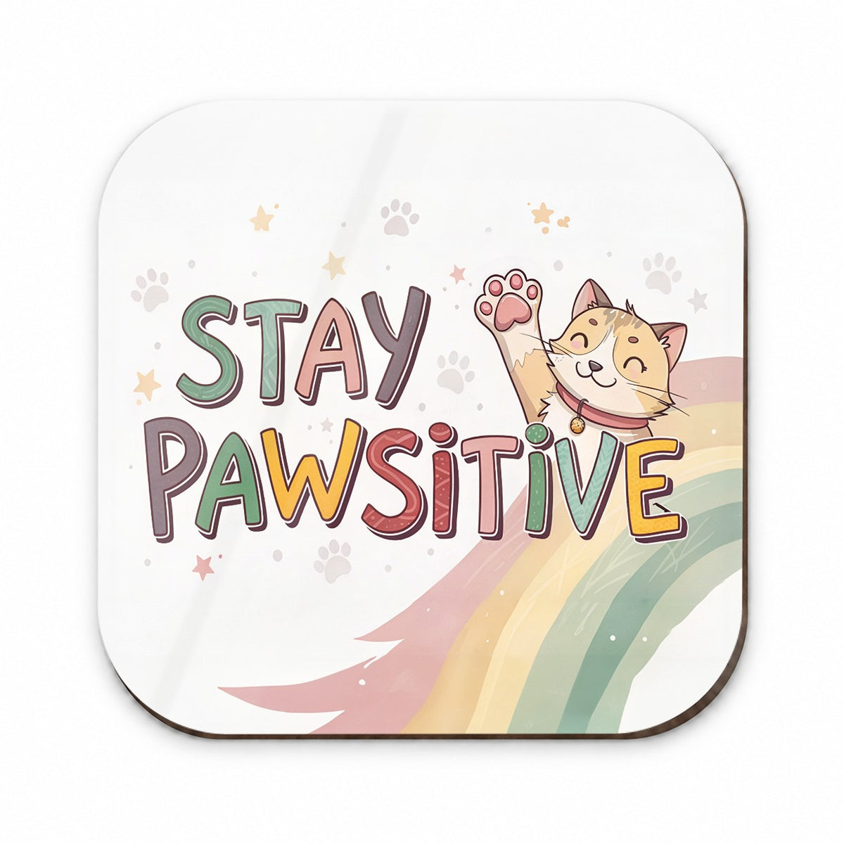 Stay Pawsitive Positive Cat Inspirational Funny Fridge Magnet