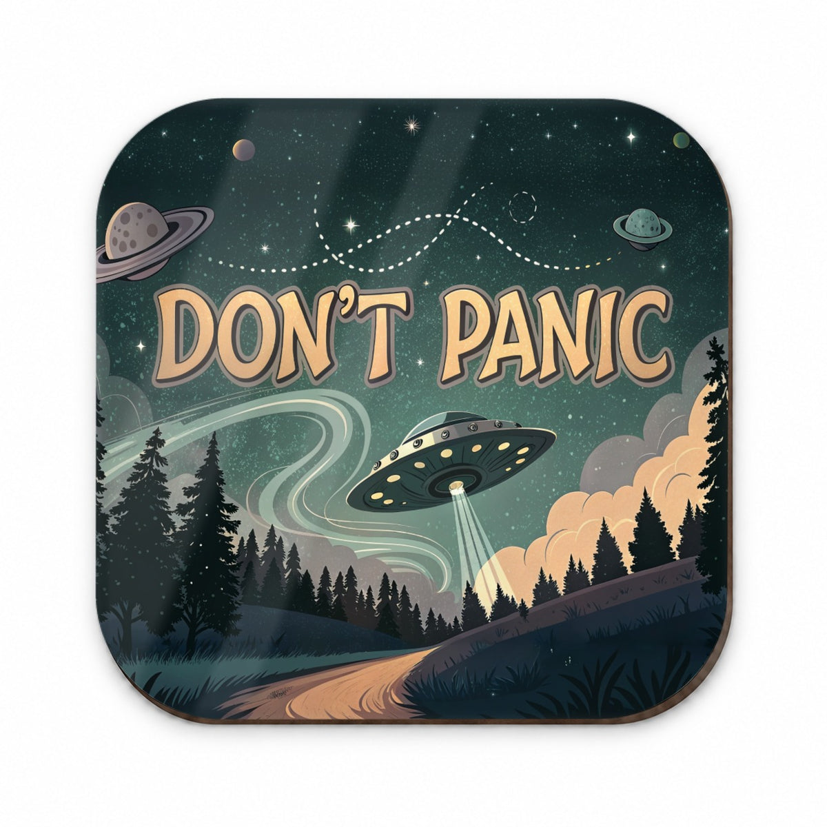 Don't Panic Retro UFO Invasion Funny Fridge Magnet