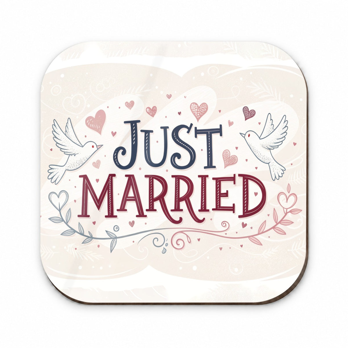 Just Married Doves Hearts Fridge Magnet