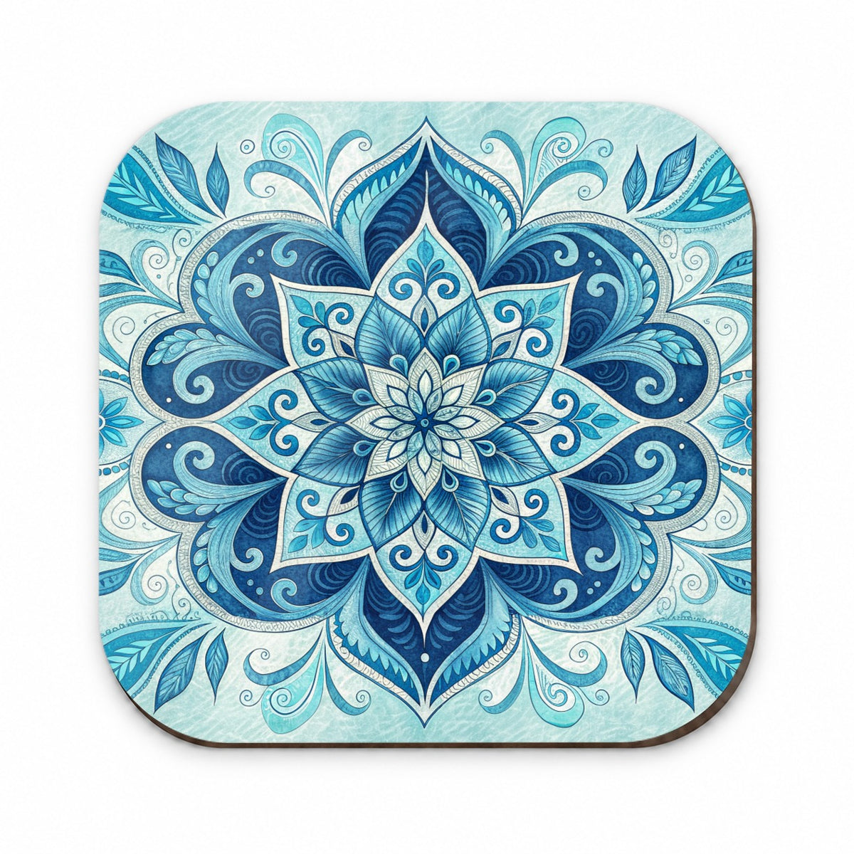 Blue Symmetrical Artistic Floral Pattern Fridge Magnet