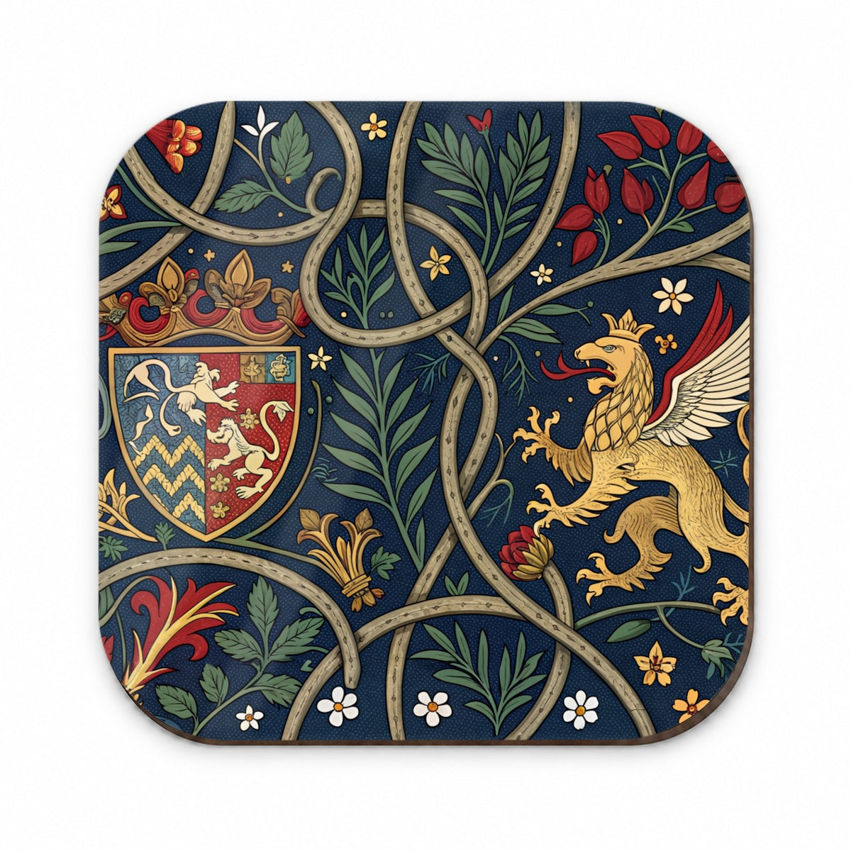 Medieval Ornamentation Griffin Shield Pattern Fridge Magnet