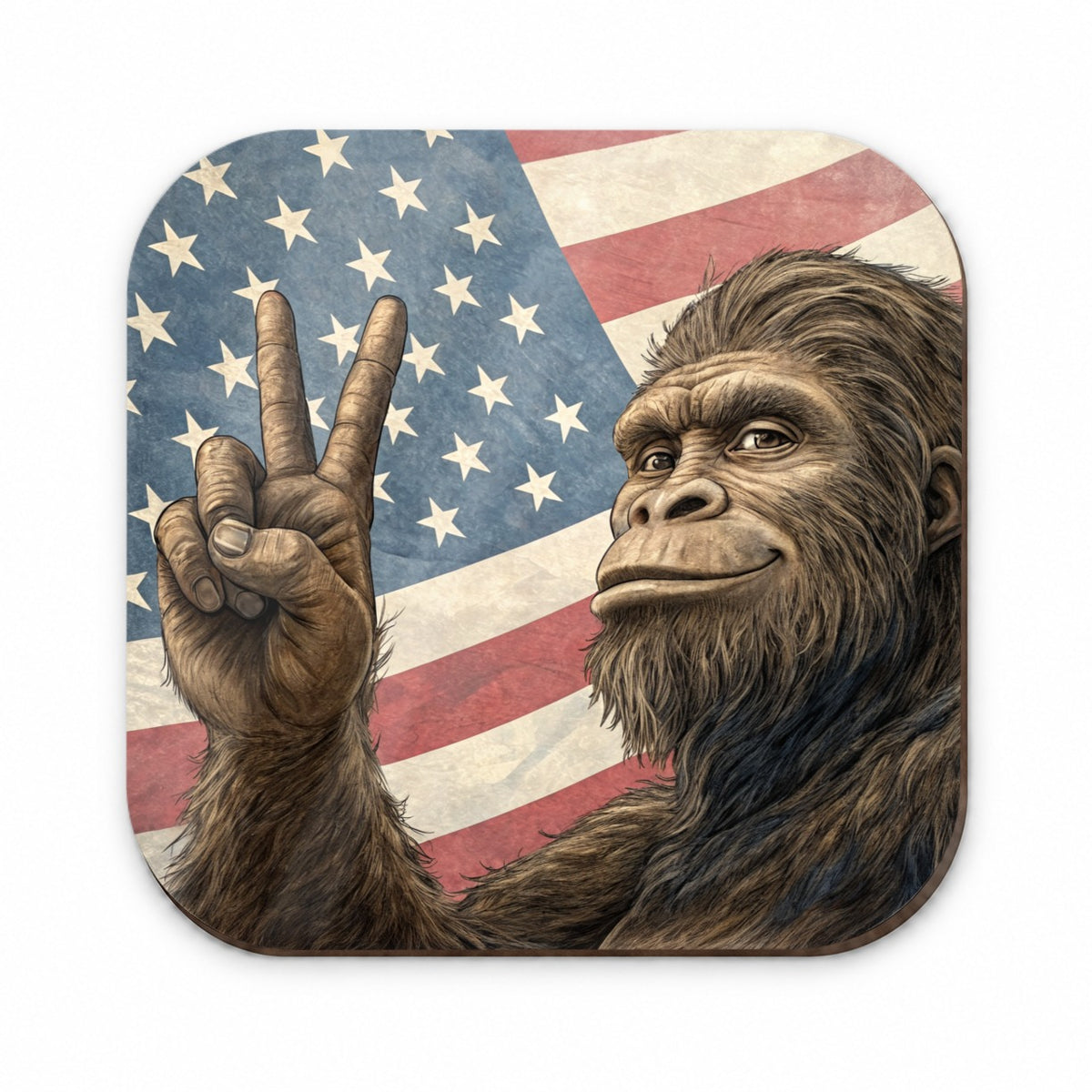 Patriotic Bigfoot Giving The Peace Sign Fridge Magnet