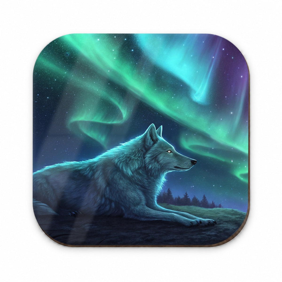 Cosmic Wolf Northern Lights Fridge Magnet
