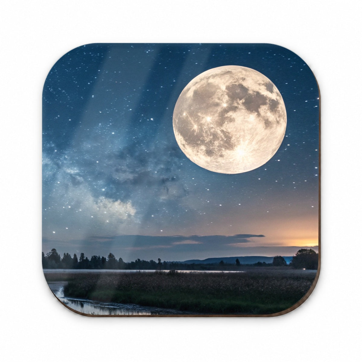 Moonlit River Night Landscape Fridge Magnet