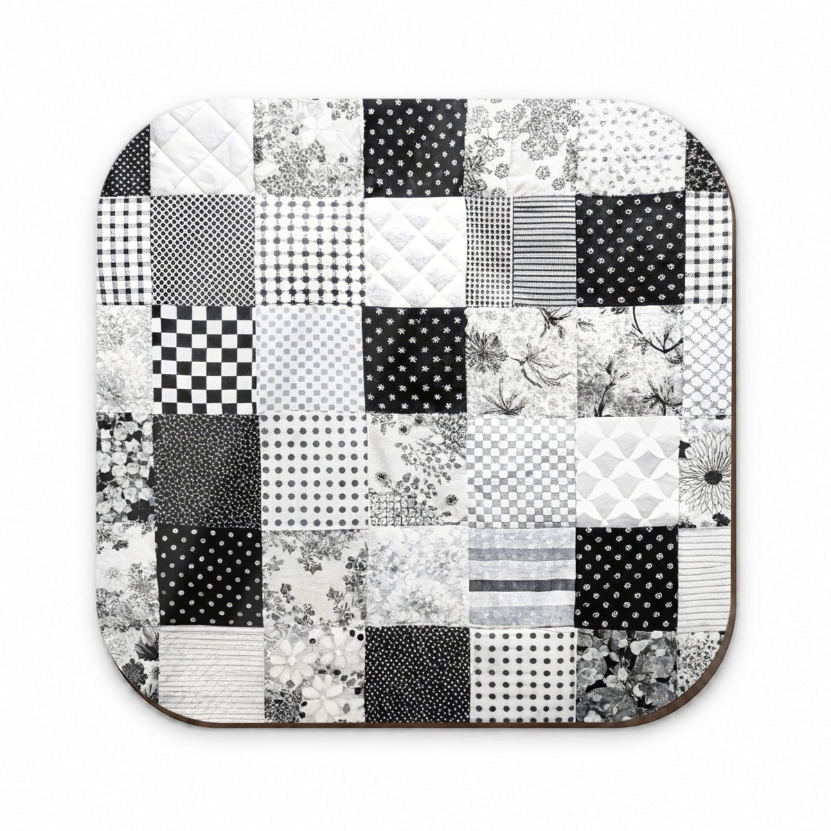 Patchwork Quilt Black White Fridge Magnet