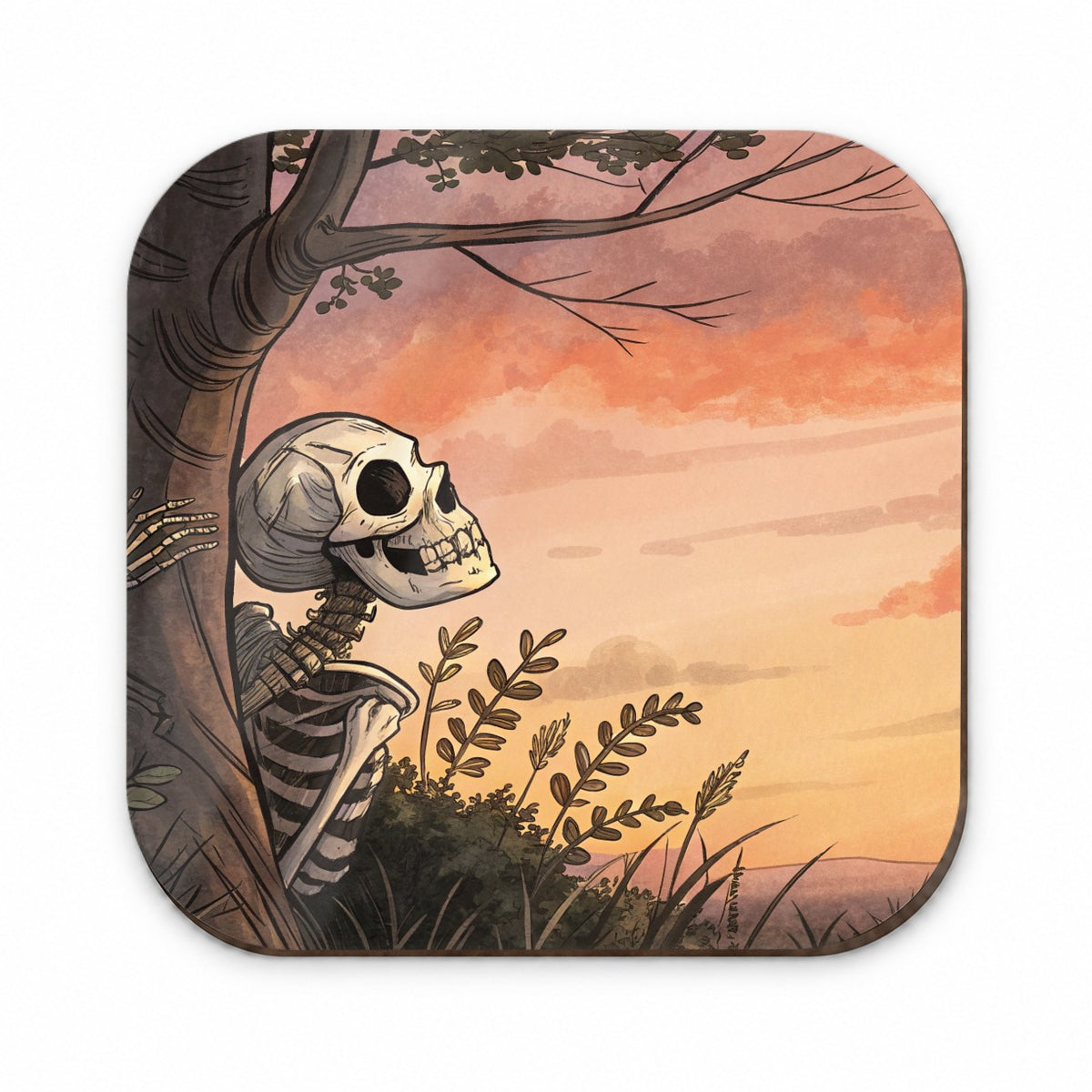 Skeleton Meadow Sunset Halloween Fridge Magnet