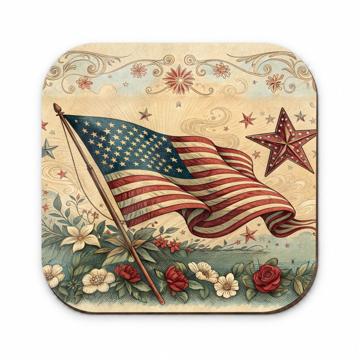 Vintage USA Flag Stars Patriotic Fridge Magnet