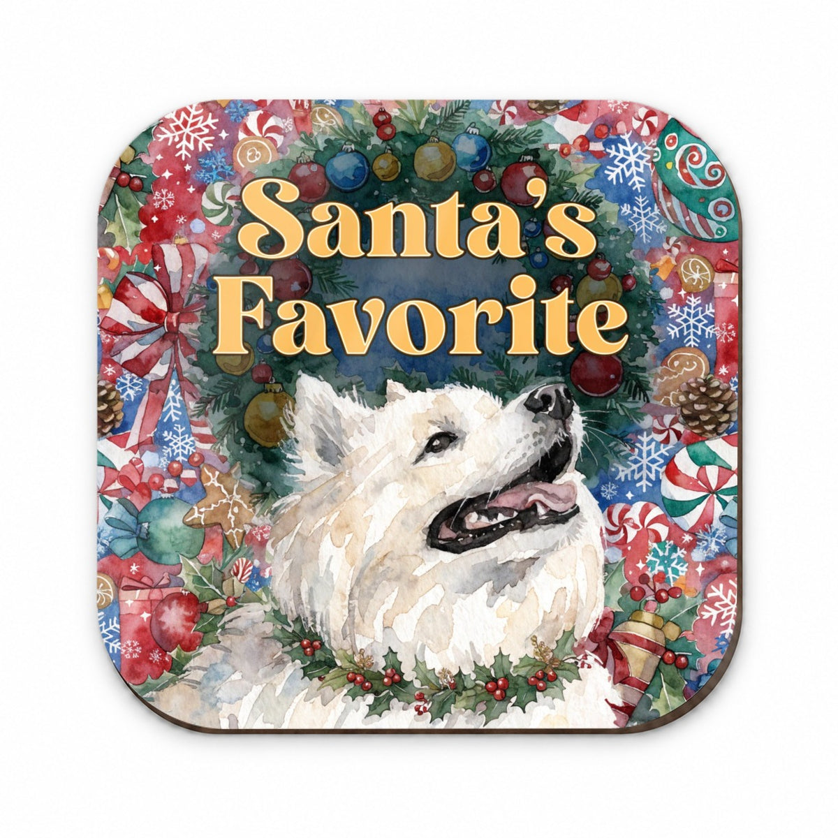 American Eskimo Dog Christmas Santa's Favorite Fridge Magnet